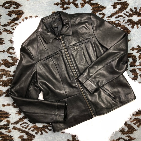 alfani genuine leather jacket womens